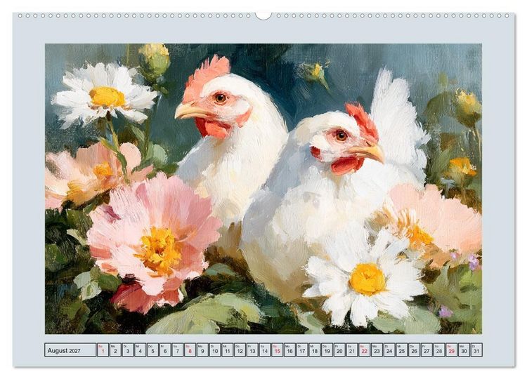 Produktbild: Federleichte Nostalgie. H&uuml;hner, Enten und G&auml;nse in duftigen Momenten (hochwertiger Premium Wandkalender 2027 DIN A2 quer), Kunstdruck in Hochglanz