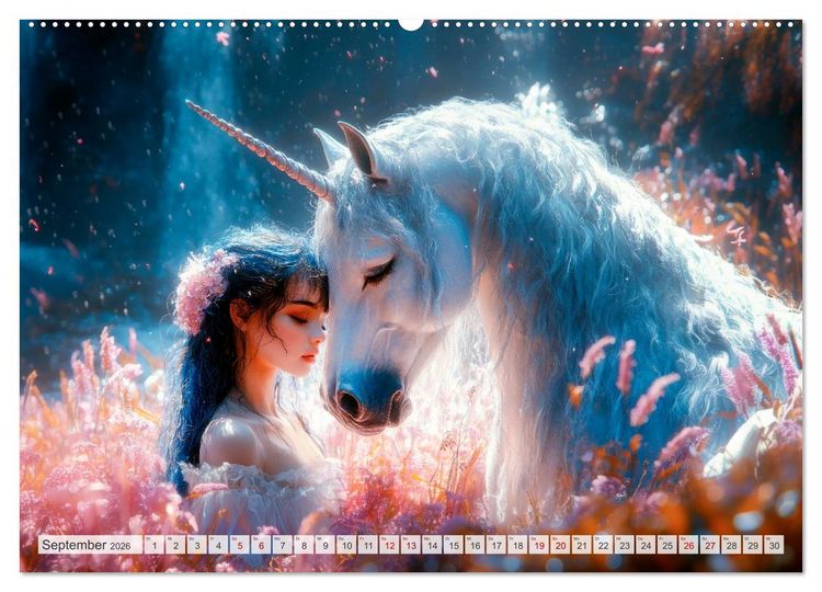 Produktbild: EINHORNZAUBER Traumhafte Glitzerwelt (Wandkalender 2026 DIN A2 quer), CALVENDO Monatskalender