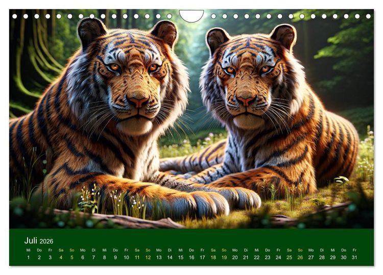 Produktbild: Majest&auml;tische Tiger (Wandkalender 2026 DIN A4 quer), CALVENDO Monatskalender