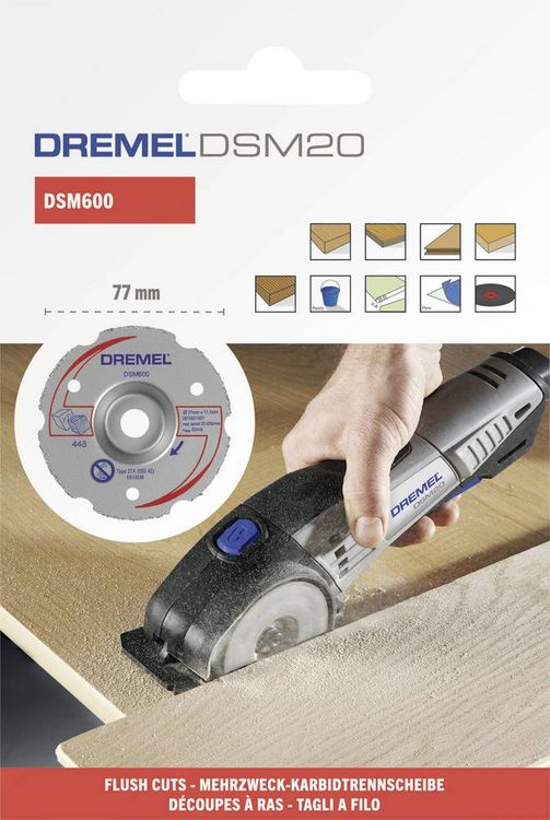 Produktbild: Dremel 2615S600JB Trennscheibe gekr&ouml;pft 77 mm 1 St. Hartholz, Weichholz, Sperrholz, Laminat, Faser, Kunststoff, Gipskarton, Plexiglas, Vinyl