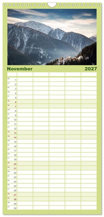 Produktbild: Familienplaner 2027 - Ultental - Ein Jahr in Bildern mit 5 Spalten (Wandkalender, 21 x 45 cm) CALVENDO