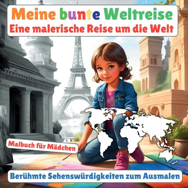 Produktbild: Meine bunte Weltreise: Malbuch f&uuml;r M&auml;dchen (Ber&uuml;hmte Sehensw&uuml;rdigkeiten zum Ausmalen)