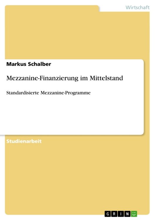 Produktbild: Mezzanine-Finanzierung im Mittelstand