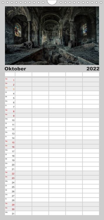 Produktbild: Geheimnisvolle Orte - Lost Places - Familienplaner hoch (Wandkalender 2022 , 21 cm x 45 cm, hoch)