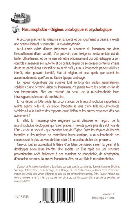 Produktbild: Musulmophobie - Origines ontologique et psychologique