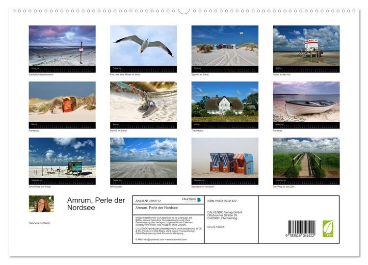 Produktbild: Amrum, Perle der Nordsee (hochwertiger Premium Wandkalender 2026 DIN A2 quer), Kunstdruck in Hochglanz