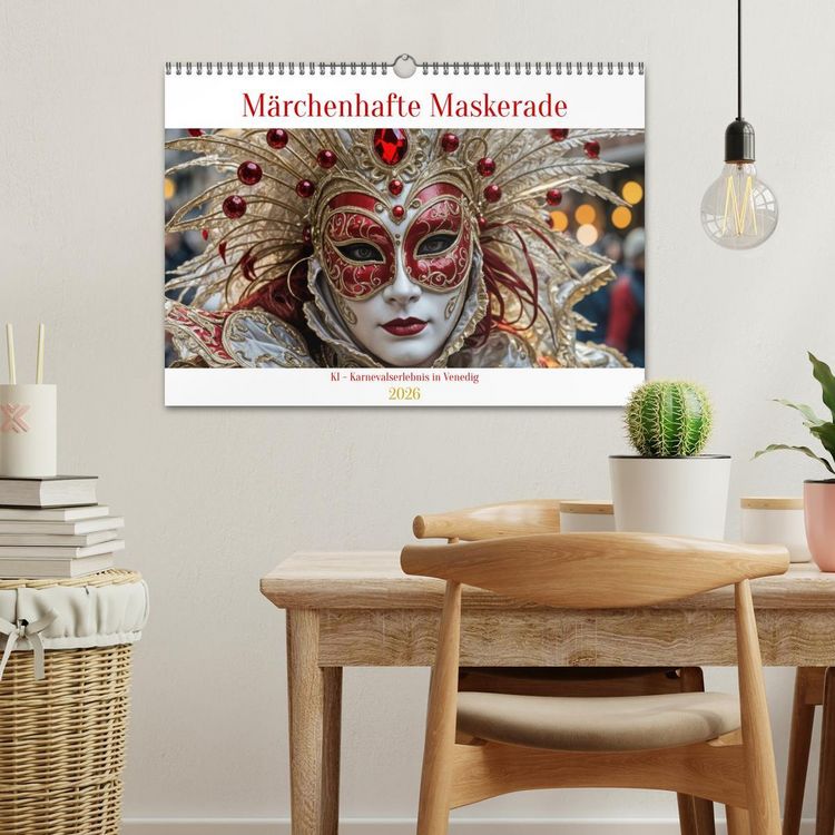 Produktbild: M&auml;rchenhafte Maskerade KI - Karnevalserlebnis in Venedig (Wandkalender 2026 DIN A3 quer), CALVENDO Monatskalender