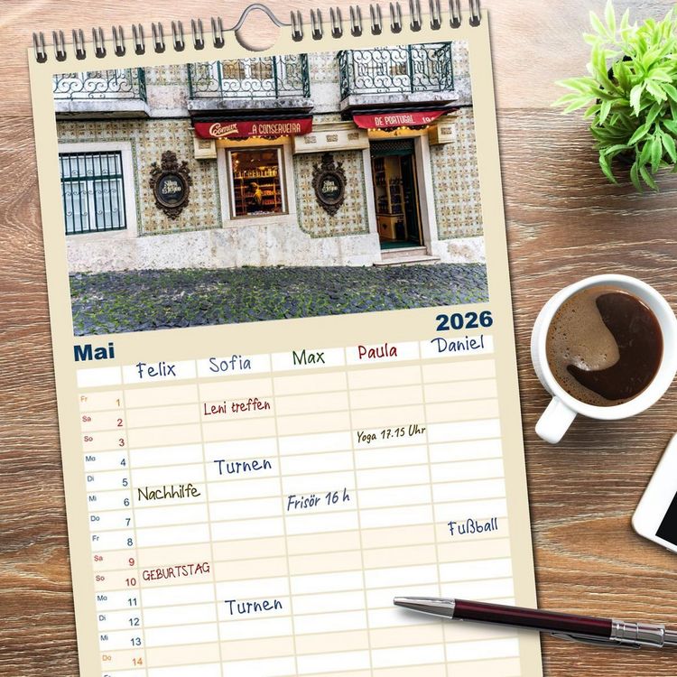 Produktbild: Familienplaner 2026 - Mein Lissabon mit 5 Spalten (Wandkalender, 21 x 45 cm) CALVENDO