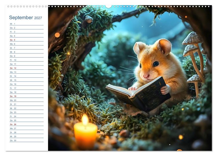 Produktbild: Mondpf&ouml;tchen - Ein zauberhafter Hamster Gute-Nacht-Kalender (hochwertiger Premium Wandkalender 2027 DIN A2 quer), Kunstdruck in Hochglanz
