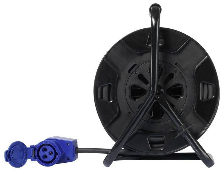 Produktbild: Sygonix SY-6684366 Kabeltrommel 25m Schwarz CEE-Cara-Stecker
