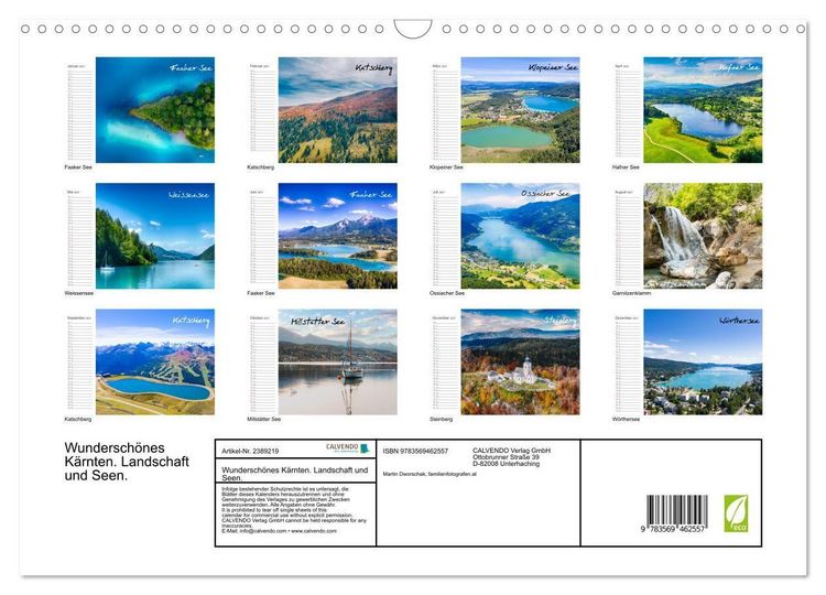 Produktbild: Wundersch&ouml;nes K&auml;rnten. Landschaft und Seen. (Wandkalender 2027 DIN A3 quer), CALVENDO Monatskalender