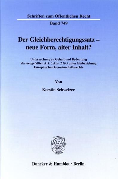 Produktbild: Der Gleichberechtigungssatz - neue Form, alter Inhalt?