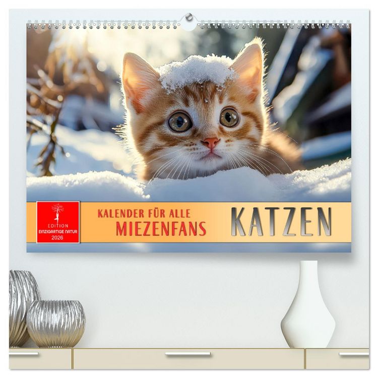 Produktbild: Katzen - Kalender f&uuml;r alle Miezenfans (hochwertiger Premium Wandkalender 2026 DIN A2 quer), Kunstdruck in Hochglanz