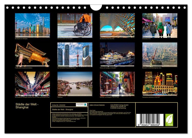 Produktbild: St&auml;dte der Welt - Shanghai (Wandkalender 2026 DIN A4 quer), CALVENDO Monatskalender