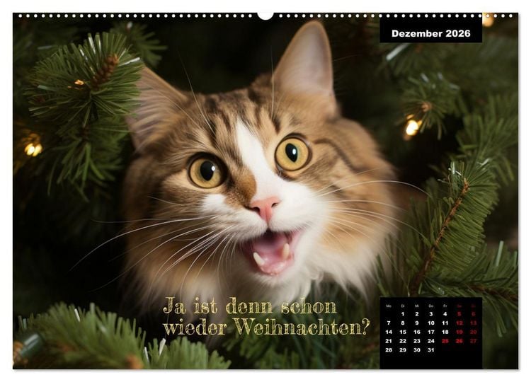 Produktbild: Katzen k&ouml;nnen alles, au&szlig;er traurig. (Wandkalender 2026 DIN A2 quer), CALVENDO Monatskalender
