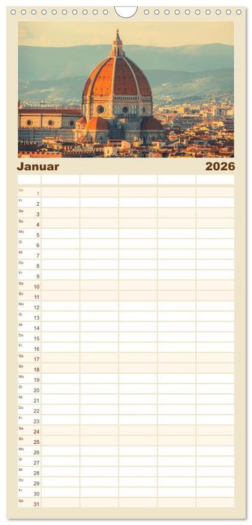 Produktbild: Familienplaner 2026 - Florenz - Impressionen mit 5 Spalten (Wandkalender, 21 x 45 cm) CALVENDO