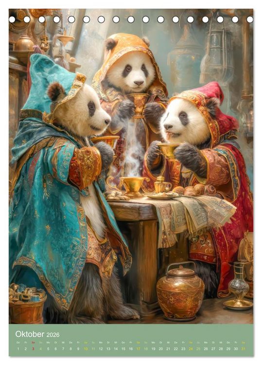 Produktbild: Pandas - Tatenfreudige B&auml;ren (Tischkalender 2026 DIN A5 hoch), CALVENDO Monatskalender