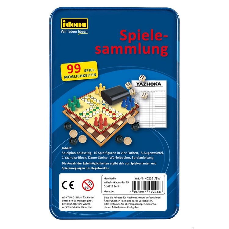Produktbild: Idena Spielesammlung 99 Spielm&ouml;glichkeiten Metallbox