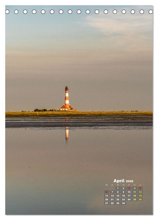 Produktbild: Westerhever - Wattwanderung in den Sonnenuntergang (Tischkalender 2026 DIN A5 hoch), CALVENDO Monatskalender