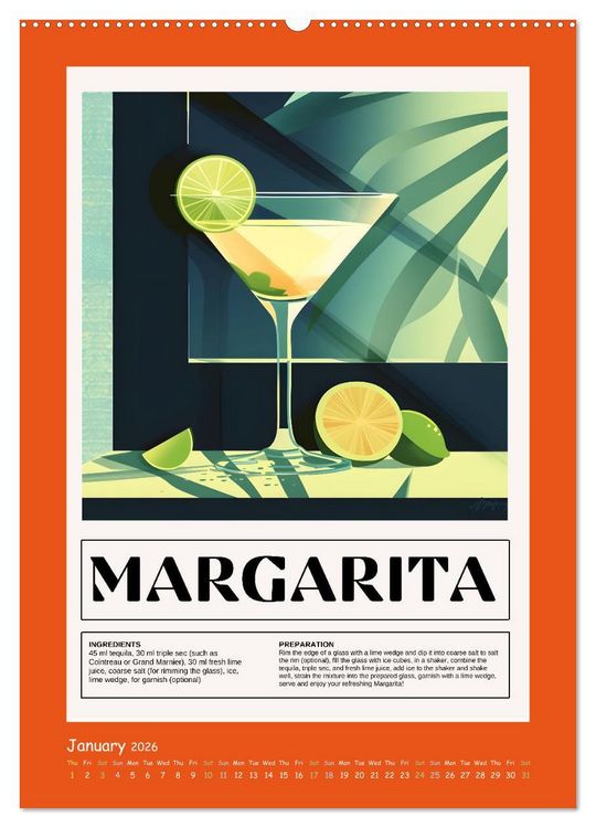 Produktbild: Classic Cocktails (High Quality Premium Wall Calendar 2026 DIN A2 portrait),CALVENDO 12 Month Wall Calendar
