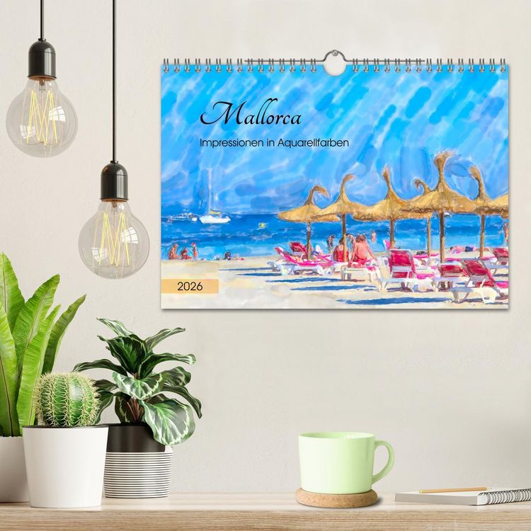 Produktbild: Mallorca - Impressionen in Aquarellfarben (Wandkalender 2026 DIN A4 quer), CALVENDO Monatskalender