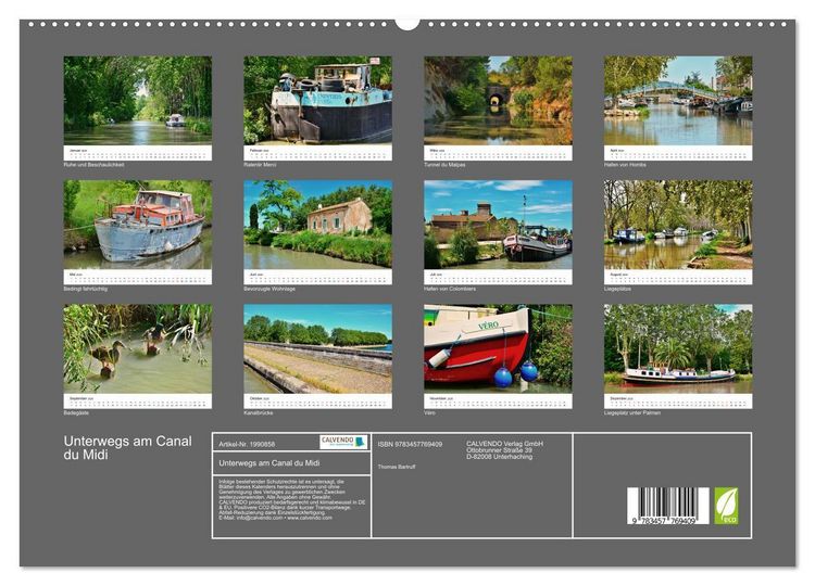 Produktbild: Unterwegs am Canal du Midi (hochwertiger Premium Wandkalender 2026 DIN A2 quer), Kunstdruck in Hochglanz