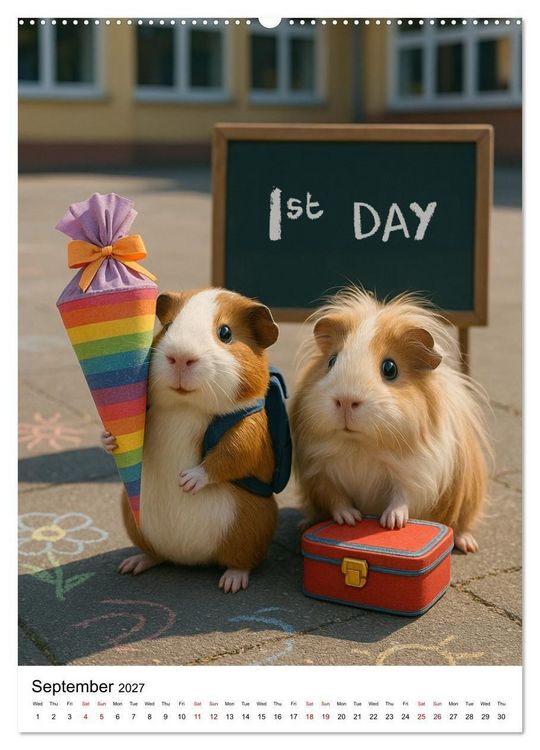 Produktbild: Guinea Pigs Cozy Moments (High Quality Premium Wall Calendar 2027 DIN A2 portrait),CALVENDO 12 Month Wall Calendar