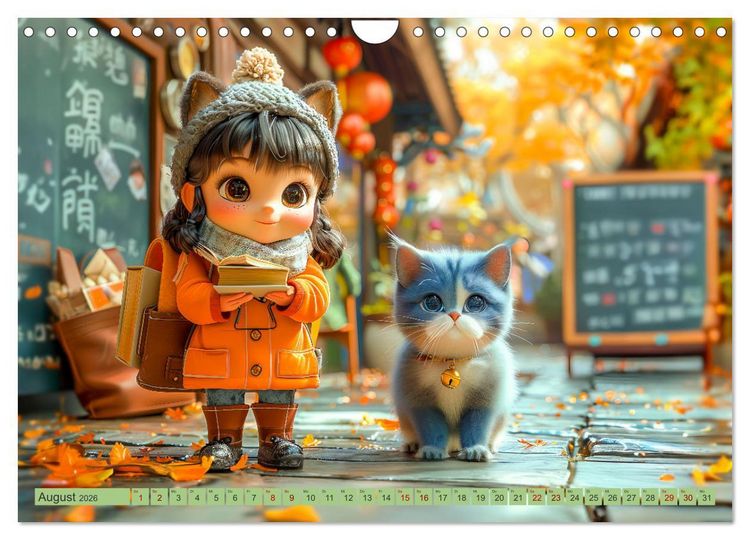 Produktbild: Lina und die Katzen - Magische Abenteuer in niedlichen Szenen (Wandkalender 2026 DIN A4 quer), CALVENDO Monatskalender