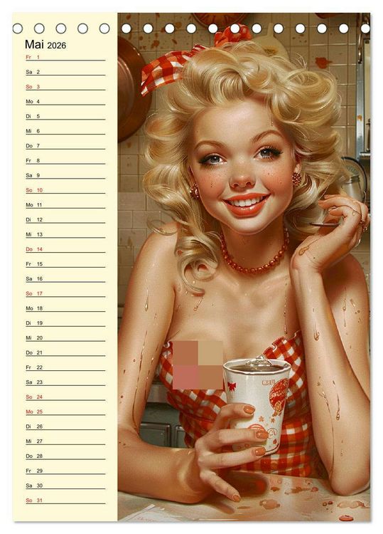 Produktbild: Schatz, ich hab gekocht! Sexy-lustige Pin-up-Girls in der K&uuml;che (Tischkalender 2026 DIN A5 hoch), CALVENDO Monatskalender
