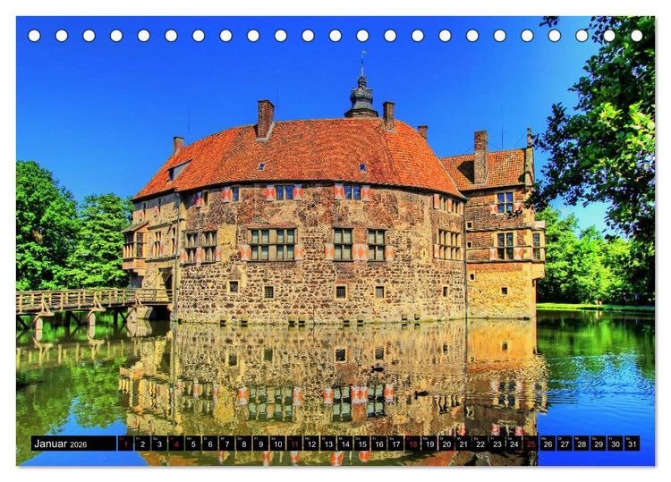 Produktbild: Burgen und Schl&ouml;sser im M&uuml;nsterland (Tischkalender 2026 DIN A5 quer), CALVENDO Monatskalender