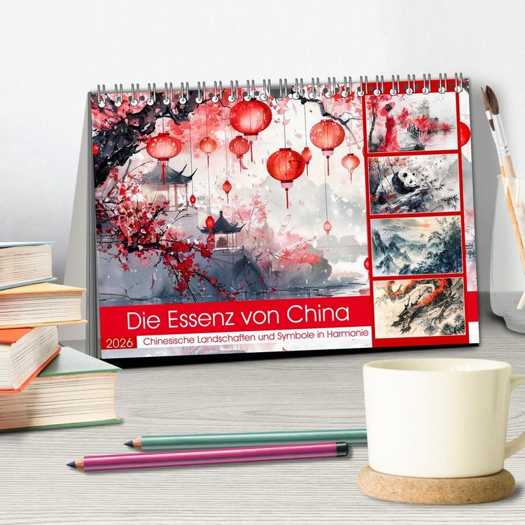 Produktbild: Die Essenz von China - Chinesische Landschaften und Symbole in Harmonie (Tischkalender 2026 DIN A5 quer), CALVENDO Monatskalender