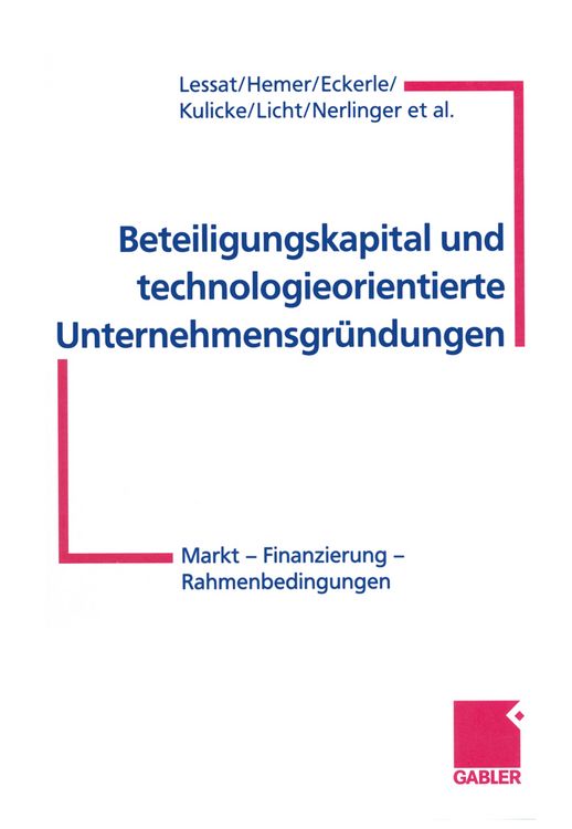 Produktbild: Beteiligungskapital und technologieorientierte Unternehmensgr&uuml;ndungen
