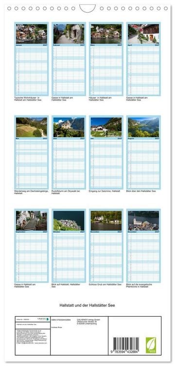 Produktbild: Familienplaner 2027 - Hallstatt und der Hallst&auml;tter See mit 5 Spalten (Wandkalender, 21 x 45 cm) CALVENDO