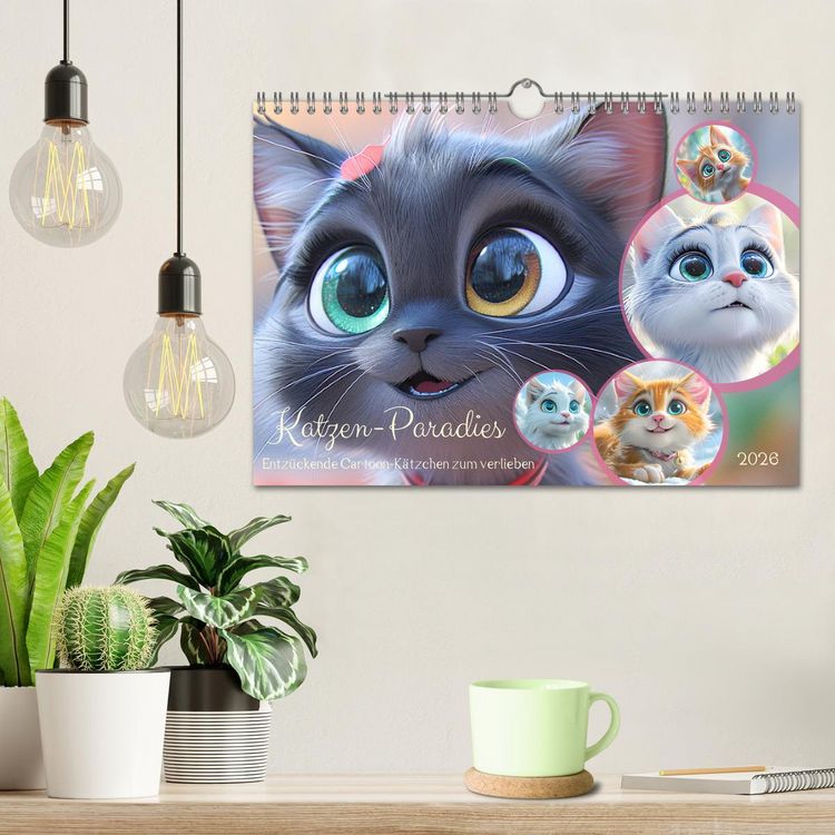 Produktbild: Katzen-Paradies. Entz&uuml;ckende Cartoon-K&auml;tzchen zum verlieben (Wandkalender 2026 DIN A4 quer), CALVENDO Monatskalender