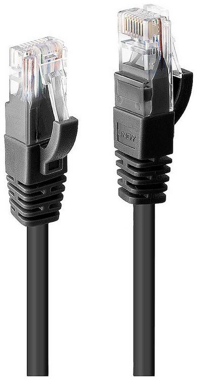 Produktbild: LINDY 48079 RJ45 Patchkabel CAT 6 U/UTP 3.00m Schwarz 1St.