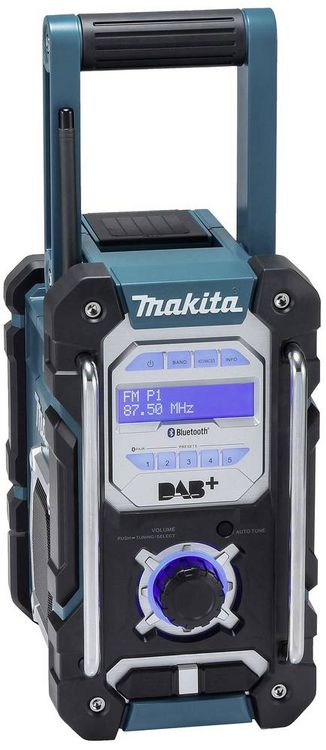 Produktbild: Makita DMR112 Baustellenradio DAB+, UKW AUX, Bluetooth&reg;, USB spritzwassergesch&uuml;tzt T&uuml;rkis, Schwarz