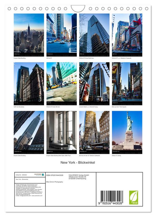 Produktbild: New York - Blickwinkel (Wandkalender 2026 DIN A4 hoch), CALVENDO Monatskalender