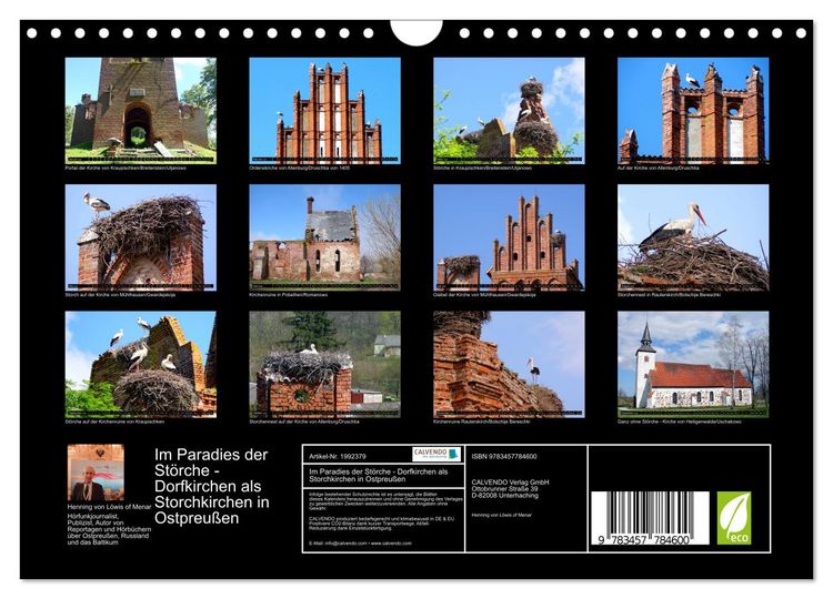 Produktbild: Im Paradies der St&ouml;rche - Dorfkirchen als Storchkirchen in Ostpreu&szlig;en (Wandkalender 2026 DIN A4 quer), CALVENDO Monatskalender