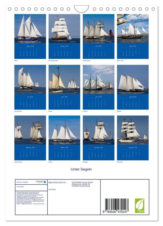 Produktbild: Unter Segeln (Wandkalender 2026 DIN A4 hoch), CALVENDO Monatskalender