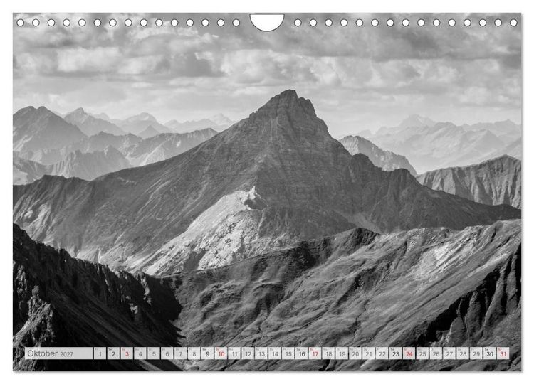 Produktbild: Bergpixels Schwarz-Wei&szlig;e Gebirgstr&auml;ume (Wandkalender 2027 DIN A4 quer), CALVENDO Monatskalender