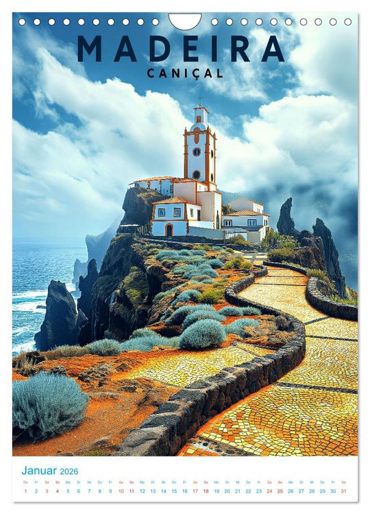 Produktbild: Madeira - Old School Poster Style (Wandkalender 2026 DIN A4 hoch), CALVENDO Monatskalender