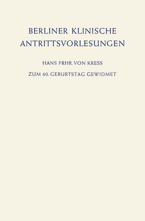 Produktbild: Berliner Klinische Antrittsvorlesungen