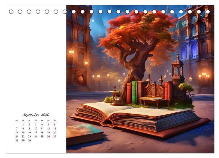 Produktbild: Fantastische surreale B&uuml;cherwelten (Tischkalender 2026 DIN A5 quer), CALVENDO Monatskalender