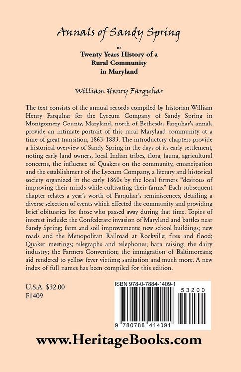 Produktbild: Annals of Sandy Spring, Twenty Years of History of a Rural Community in Maryland