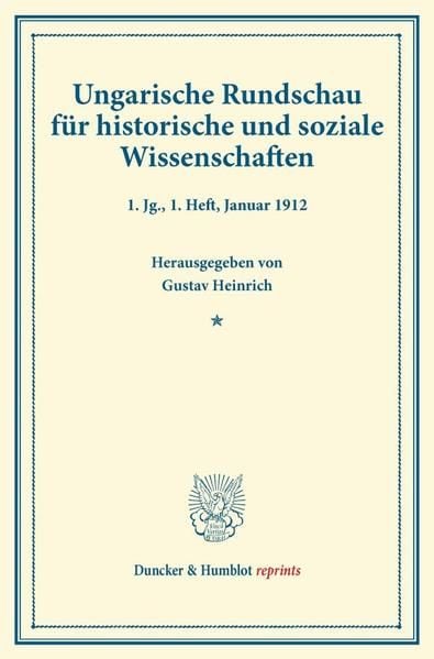Produktbild: Ungarische Rundschau f&uuml;r historische und soziale Wissenschaften.