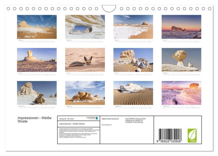 Produktbild: Impressionen - Wei&szlig;e W&uuml;ste (Wandkalender 2026 DIN A4 quer), CALVENDO Monatskalender