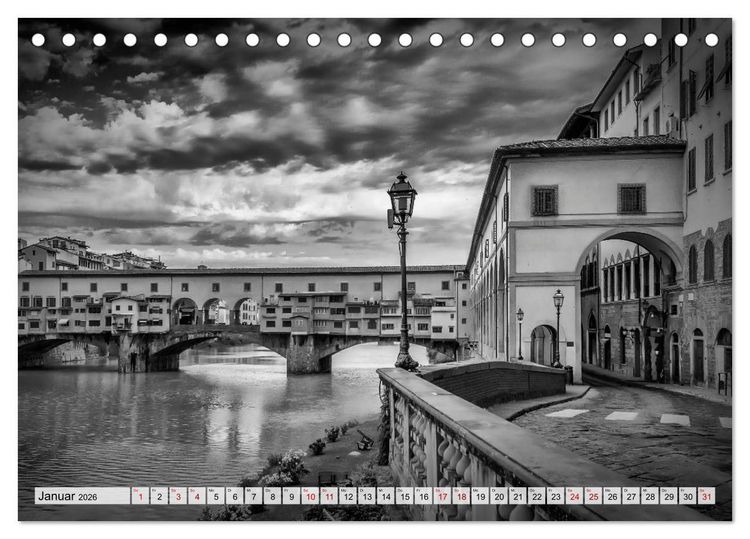 Produktbild: FLORENZ Monochrome Impressionen (Tischkalender 2026 DIN A5 quer), CALVENDO Monatskalender