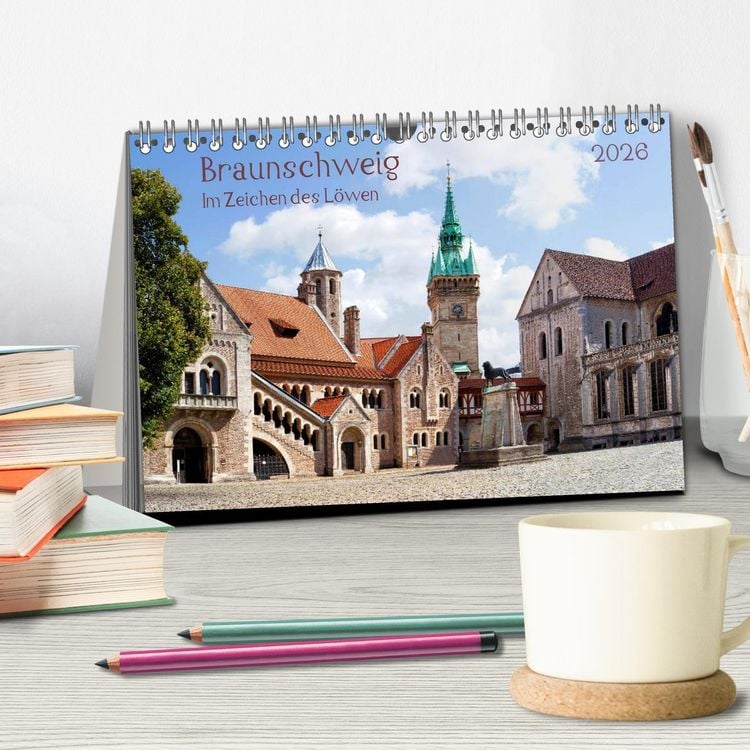Produktbild: Braunschweig Im Zeichen des L&ouml;wen (Tischkalender 2026 DIN A5 quer), CALVENDO Monatskalender