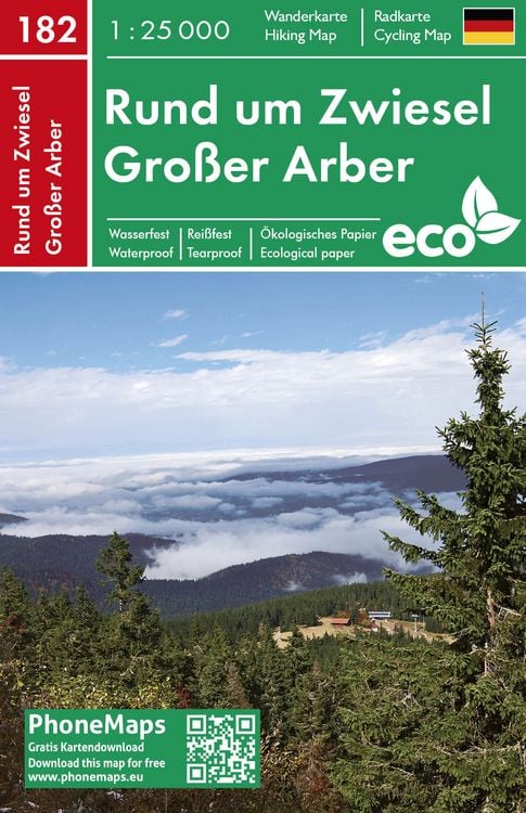 Produktbild: Phonemaps Wander - Radkarte 182 Rund um Zwiesel, Gro&szlig;er Arber, Wander - Radkarte 1:25.000