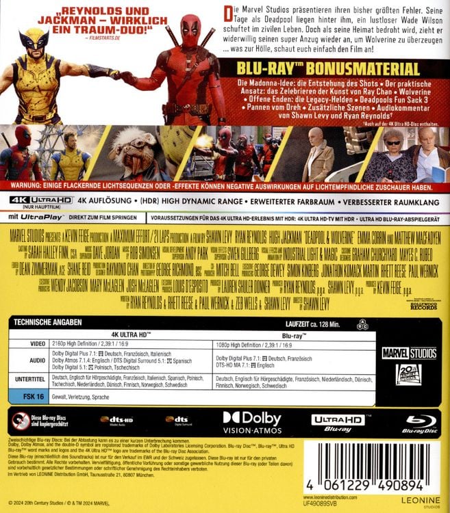 Produktbild: Deadpool - Deadpool & Wolverine (4K Ultra HD) (+ Blu-ray)